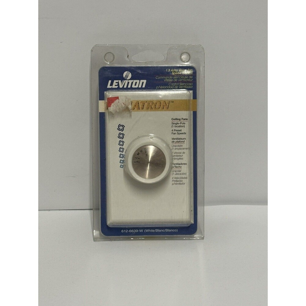 Leviton White 4-Speed Stepped Ceiling Fan Speed Control 1.5A Single Pole 6639-W